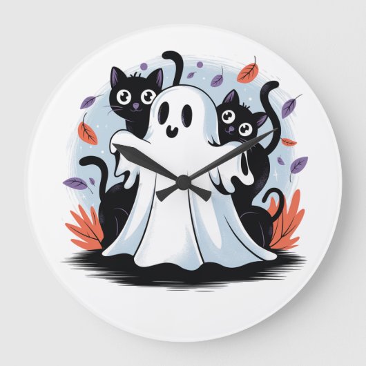 Halloween Night Prowl Große Wanduhr (Vorderseite)