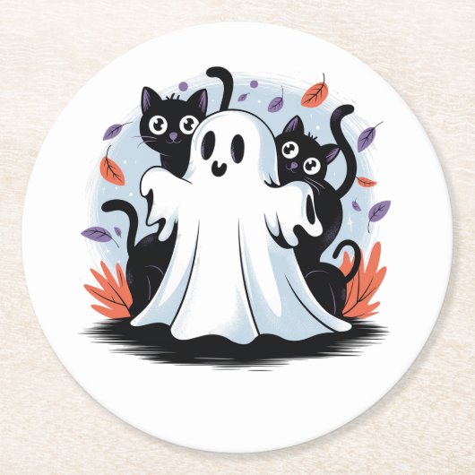 Halloween Night Prowl Runder Pappuntersetzer (Vorderseite)