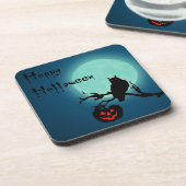 Halloween Night Pumpkin Owl Getränkeuntersetzer (Linke Seite)