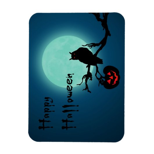 Halloween Night Pumpkin Owl Magnet (Vertikal)