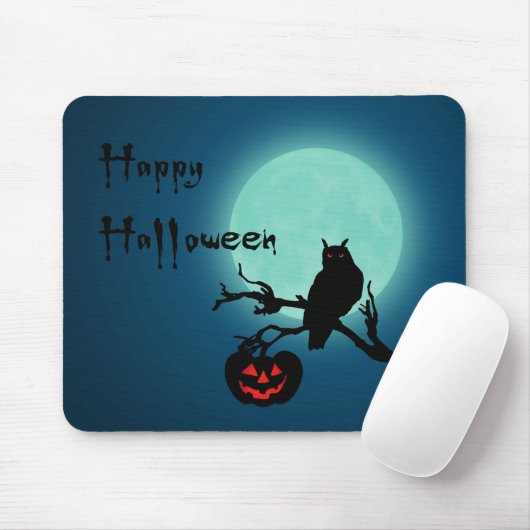 Halloween Night Pumpkin Owl Mousepad (Mit Mouse)