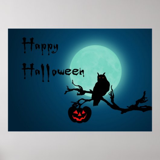 Halloween Night Pumpkin Owl Poster (Vorne)