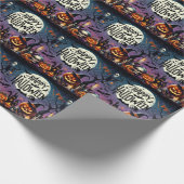Halloween Night Pumpkins, Skulls & Spuk House Geschenkpapier (Ecke)