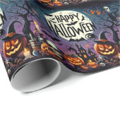Halloween Night Pumpkins, Skulls & Spuk House Geschenkpapier (Rolleneckpunkt)