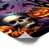 Halloween Night Pumpkins, Skulls & Spuk House Poster (Ecke)
