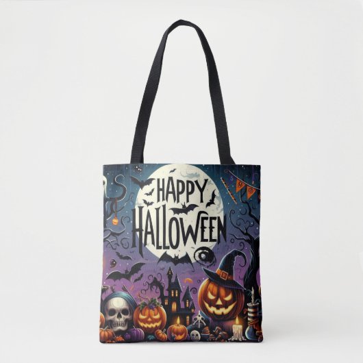 Halloween Night Pumpkins, Skulls & Spuk House Tasche (Vorderseite)