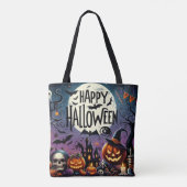 Halloween Night Pumpkins, Skulls & Spuk House Tasche (Rückseite)