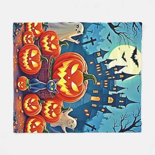 Halloween Night: Spooky Fun Art Fleecedecke (Vorderseite (Horizontal))