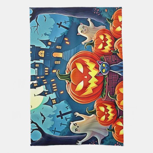 Halloween Night: Spooky Fun Art Geschirrtuch (Vertikal)