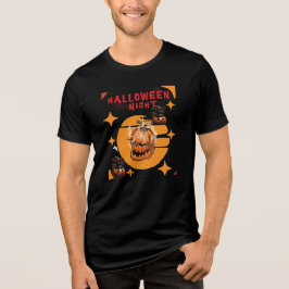 Halloween Night - Spooky Pumpkin Skull Tri-Blend Shirt