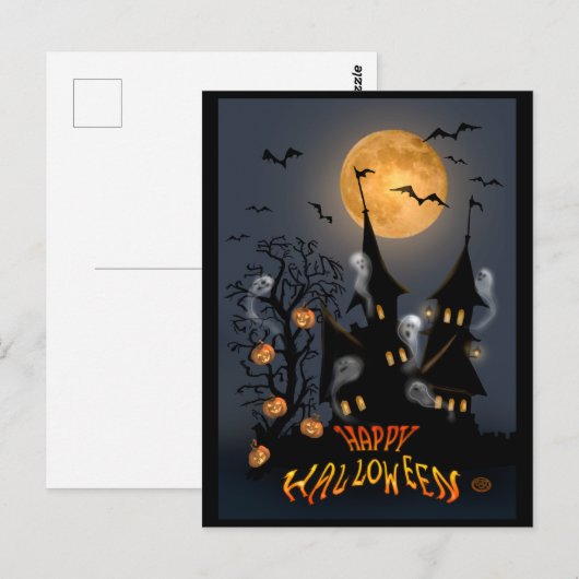 Halloween Night Spuk Vampire Castle Postkarte (Vorne/Hinten)