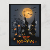Halloween Night Spuk Vampire Castle Postkarte (Vorderseite)