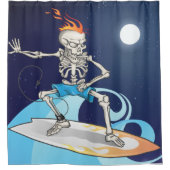 Halloween Night Surfing Skeletton Duschvorhang (Vorderseite)