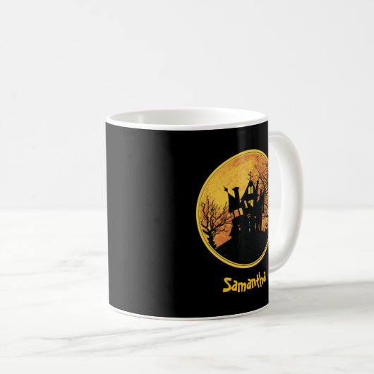 Halloween Night Trick oder Treat Full Moon House Kaffeetasse (VorderseiteRechts)