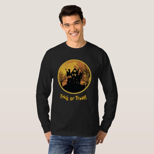 Halloween Night Trick oder Treat Full Moon House T-Shirt (Vorne ganz)