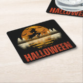 HALLOWEEN NIGHT WITCH RECHTECKIGER PAPPUNTERSETZER (angewinkelt)