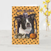 Halloween Nightmare - Boston & Rat Terrier - Jazy Karte (Gelbe Blume)