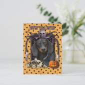 Halloween Nightmare - Dackel - Winston Postkarte (Stehend Vorderseite)