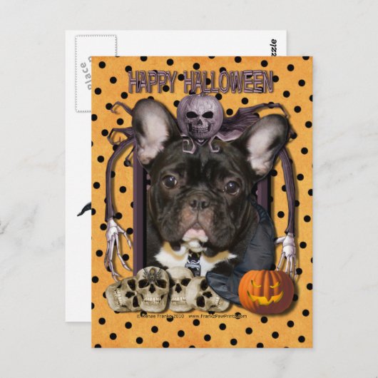 Halloween Nightmare - French Bulldog - Aquamarin Postkarte (Vorne/Hinten)