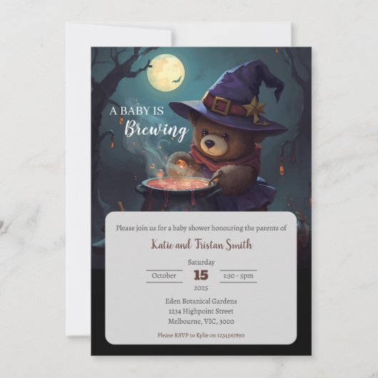Halloween Nighttime Forest Baby Shower Einladung (Vorderseite)