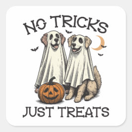 Halloween No Tricks Just Leckereien Ghost Hunde Quadratischer Aufkleber