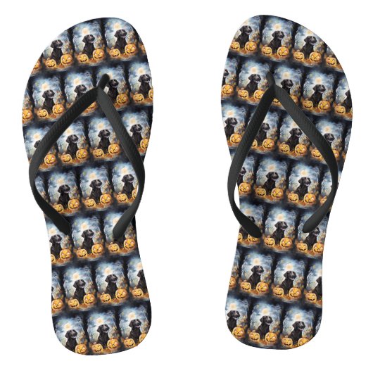 Halloween Nova Scotia mit Pumpkins Beängstigend Badesandalen (Fußbett)