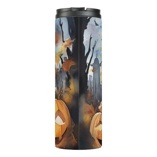 Halloween Nova Scotia mit Pumpkins Beängstigend Thermosbecher (Rückseite)