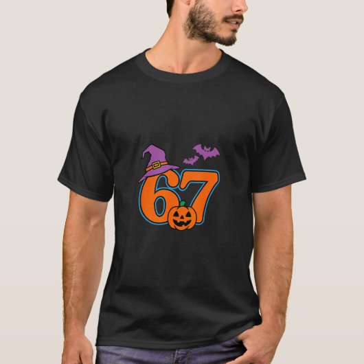 Halloween Number 67 Ts Pumpkin Witch Hat T-Shirt (Vorderseite)