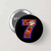 Halloween Number 7 Birthday Pumpkin Ghost Sder Can Button (Vorne & Hinten)