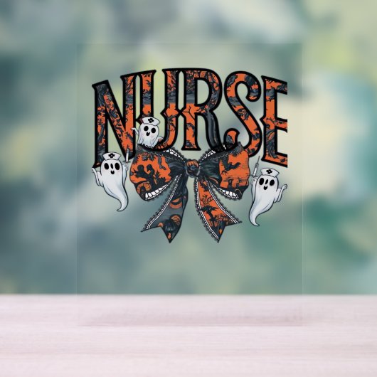 Halloween Nurse Beängstigend Coquette Bow Classic Acrylschild (Neutral)