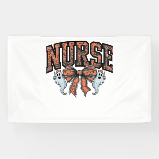 Halloween Nurse Beängstigend Coquette Bow Classic Banner (Horizontal)