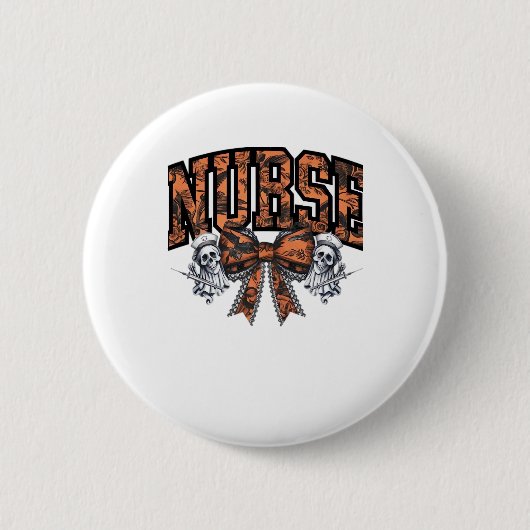 Halloween Nurse Beängstigend Coquette Bow Classic Button (Vorderseite)