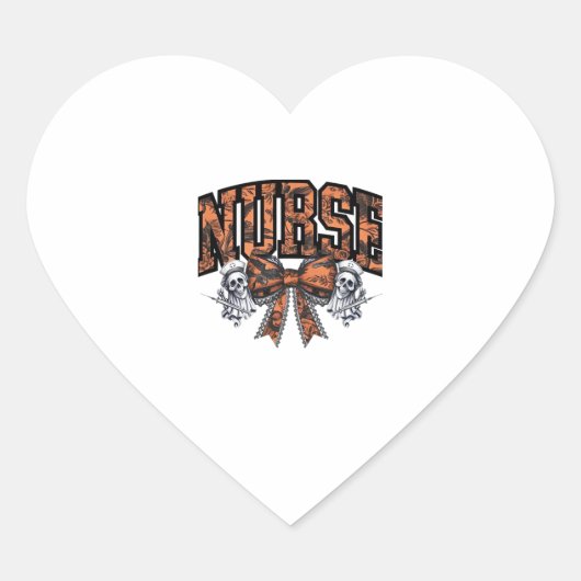 Halloween Nurse Beängstigend Coquette Bow Classic Herz-Aufkleber (Vorderseite)