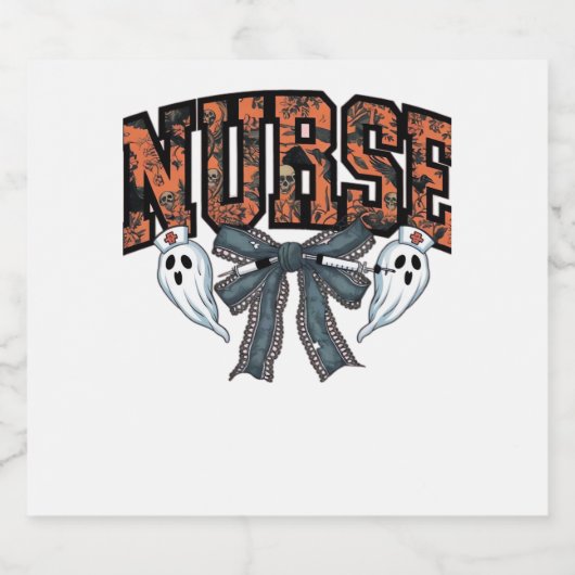 Halloween Nurse Beängstigend Coquette Bow Classic Schaumweinetikett (Einzelnes Label)