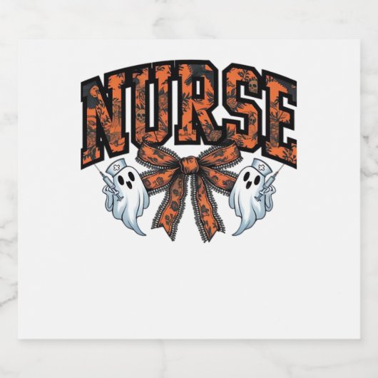 Halloween Nurse Beängstigend Coquette Bow Classic Schaumweinetikett (Einzelnes Label)