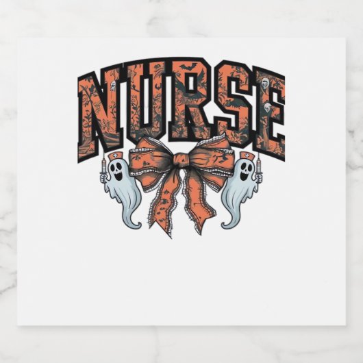 Halloween Nurse Beängstigend Coquette Bow Classic Schaumweinetikett (Einzelnes Label)