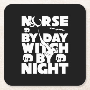 Halloween Nurse By Day Witch By Nights Rechteckiger Pappuntersetzer