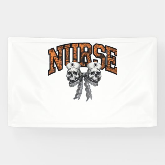 Halloween Nurse Coquette Bow Classic T - Shirt Banner (Horizontal)