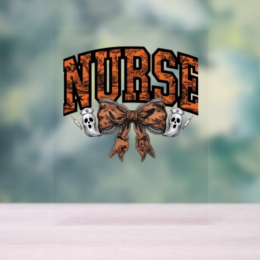 Halloween Nurse Coquette Bow Spooky Classic T-Shir Acrylschild (Neutral)