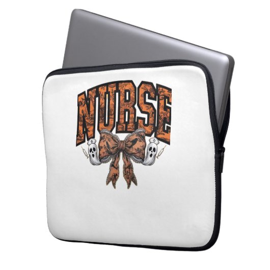 Halloween Nurse Coquette Bow Spooky Classic T-Shir Laptopschutzhülle (Vorderseite Links)