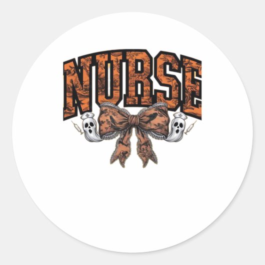 Halloween Nurse Coquette Bow Spooky Classic T-Shir Runder Aufkleber (Vorderseite)