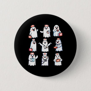 Halloween Nurse Funny Ghost Boo Crew Nurse Button