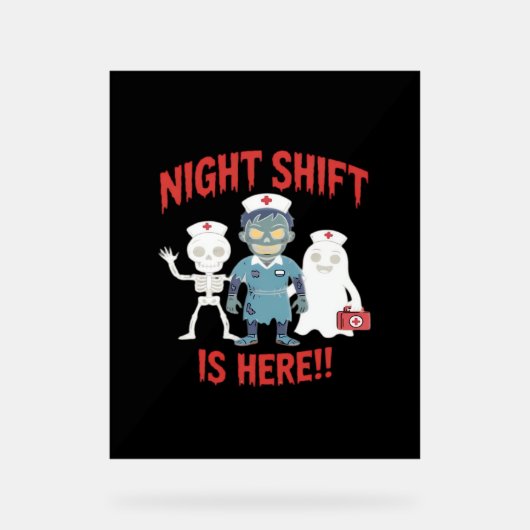 Halloween Nurse Funny Ghost Skeleton Zombie Essent Acrylschild (Vorderseite)