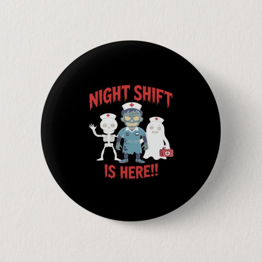 Halloween Nurse Funny Ghost Skeleton Zombie Essent Button (Vorderseite)