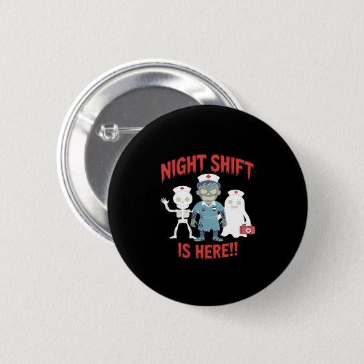 Halloween Nurse Funny Ghost Skeleton Zombie Essent Button (Vorne & Hinten)