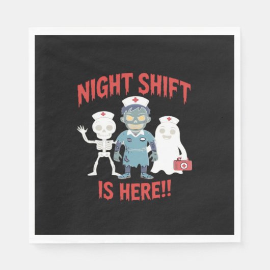 Halloween Nurse Funny Ghost Skeleton Zombie Essent Serviette (Vorderseite)