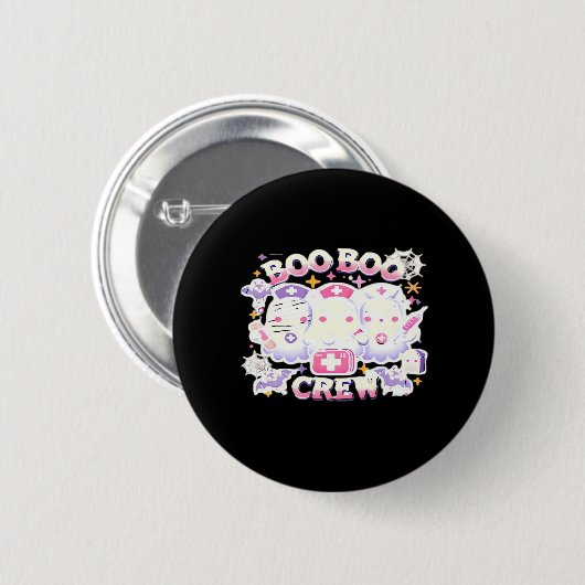 Halloween Nurse Ghost Squad Boo Boo Crew Funny Spi Button (Vorne & Hinten)