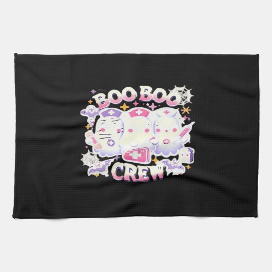 Halloween Nurse Ghost Squad Boo Boo Crew Funny Spi Geschirrtuch (Horizontal)