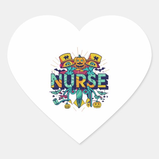 HALLOWEEN NURSE Herz-Aufkleber (Vorderseite)