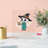 Halloween Nurse mit Kaffee-Tragen Hexenhut Cl Acrylschild (Hochzeit)